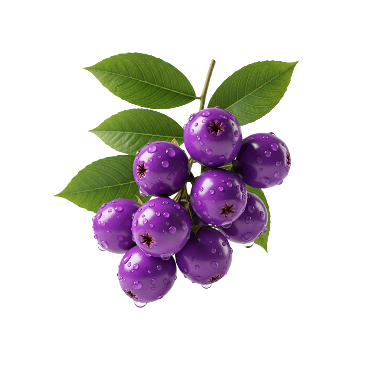 Cluster of fresh purple chasteberries with green leaves, a core ingredient in The Pink Pill Balance formula, traditionally used to support hormonal balance, cycle regularity, and women’s wellness.