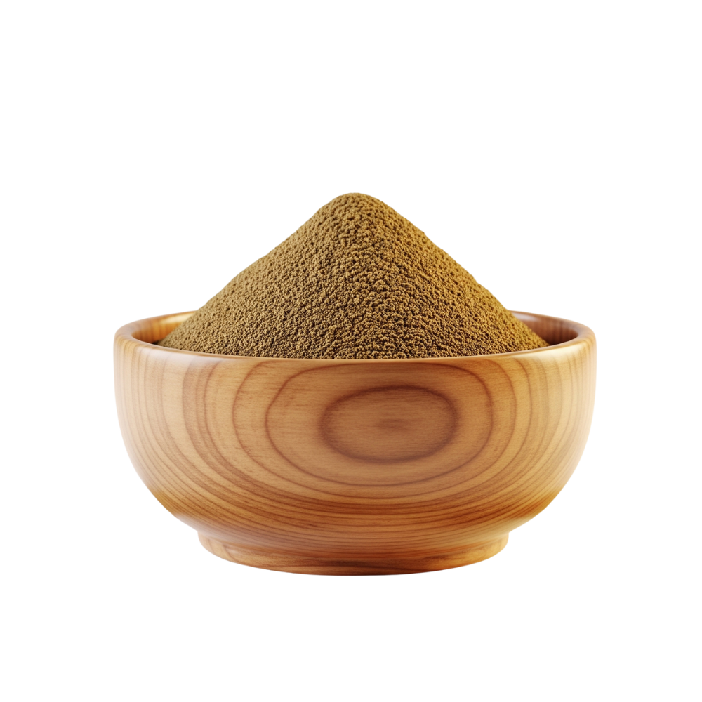 Premium Ashwagandha KSM-66® root extract powder in a wooden bowl, a key adaptogen in The Pink Pill Balance formula supporting stress relief, hormonal balance, and overall wellbeing.